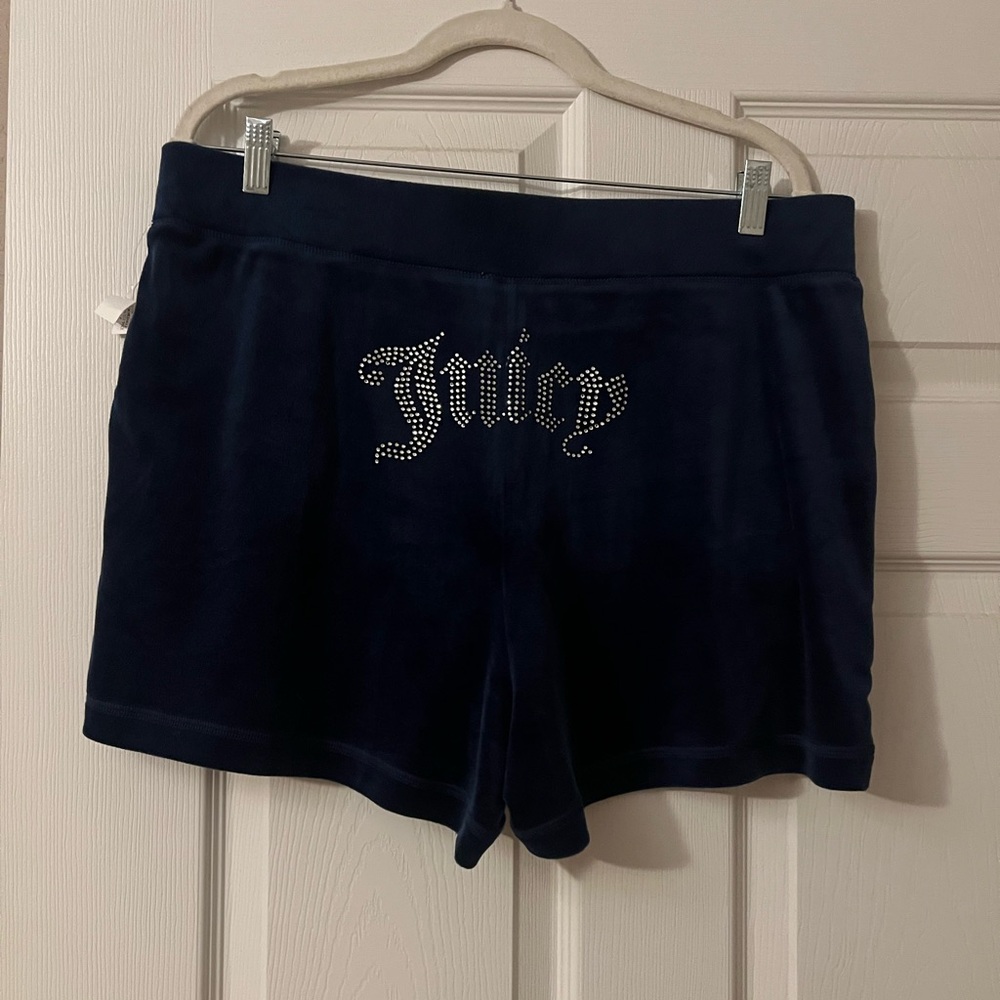 Juicy Couture Dark Blue Velour Hoodie and Shorts Set - Picture 3 of 4